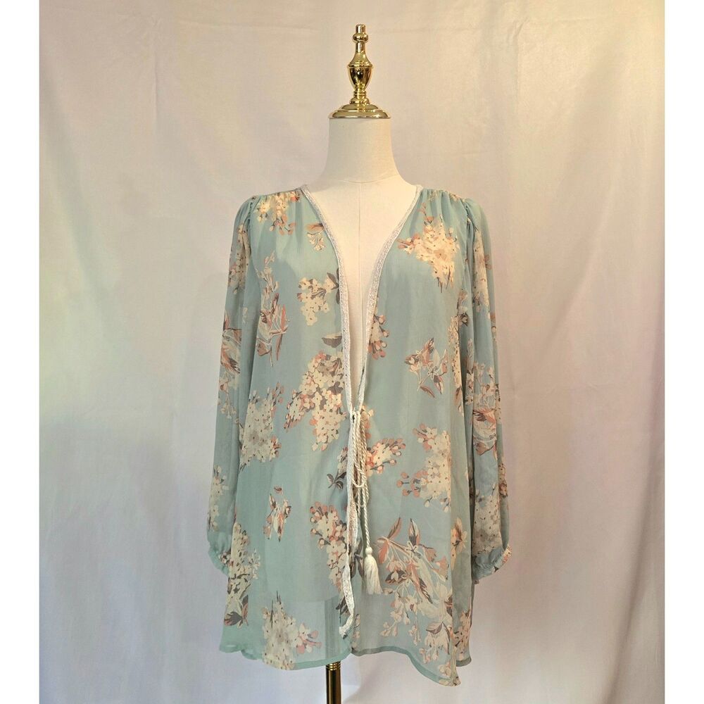 Maternity Floral Mesh Kimono
